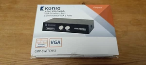 KONIG 2 WAY TWO PORT VGA CMP-SWITCH51 MANUAL SWITCH BLACK METAL HOUSING - Picture 1 of 4