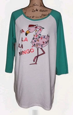 NUEVO CON ETIQUETAS Joe Boxer - Camiseta Ligera Flamenca Gráfica Navidad - Para Mujer Talla 1X Foto 1 de 3