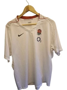 Nike England Rugby Shirt O2 White Polyester Large 42 chest Rugby world cup - Picture 1 of 15