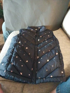 Gap Kids Girl's Puffer Vest Navy with Metallic Pink  Stars, size S Zip - Picture 1 of 18