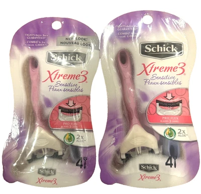 2 maquinillas de afeitar desechables sensibles Schick Xtreme3 descontinuadas - Paquete de 4 unidades - NUEVAS Foto 1 de 2