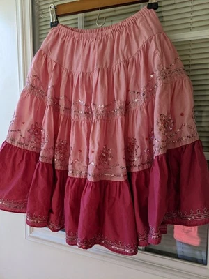 Girls Child's Pink Boho Sequin Skirt EUC Sz S Small 6/7 Gypsy Halloween Costume - Image 1 of 4