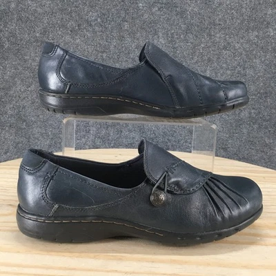 Cobb Hill Shoes Womens 7.5 W Paulette Casual Slip On Loafer Flats Blue Leather - Image 1 of 4