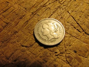 1867 U.S. Silver 3 Cent Coin, 3 Cent Penny, III Cent U.S. Coin, Civil War, VG-F - Picture 1 of 2