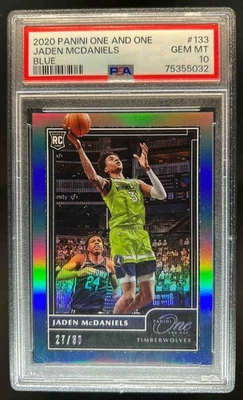 2020-21 Panini One and Jaden McDaniels RC Blue Rookie #27/30 Timberwolves PSA 10 - Image 1 of 2