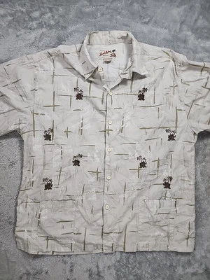 VINTAGE Local Motion Hawaiian Shirt Mens Large Tan Aloha Button Up Cotton - Image 1 of 4