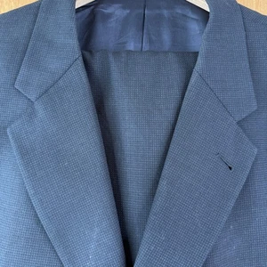 Joseph Abboud Suit Mens 50L Navy Blue Check 3 Button 100% Wool Pants 42x28 Pleat - Picture 1 of 20