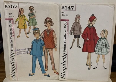 Simplicity Transfer Pattern 5757 Girl Size 8 Printed Pattern 5147 Girl Size 10 - Image 1 of 4