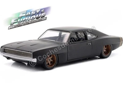 1968 Dodge Charger Widebody "F9 The Fast Saga" Fast & Furious IX Negro Mate 1:24 - Imagen 1 de 4