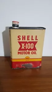 LATTA LATTINA VINTAGE SHELL X-100 MOTOR OIL- 2 LITRI - VUOTA - Foto 1 di 6