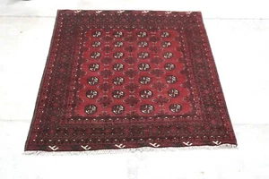 Genuine Afghan Aqcha - Hand Knotted Red & Black Bokhara Wool Area Rug 150x187cm - Picture 1 of 5