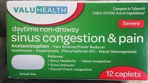 ValuHealth-Day Time Non-Drowsy Sinus Congestion/Pain(Severe)12Caplet-(See Below) - Picture 1 of 10