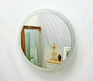 LED Light Round Bathroom Mirror Metal Base Acrylic Border Wall Mirror 50cm 6500K - Picture 1 of 9