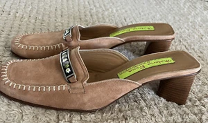 Materia Prima By Goffredo Fantini Tan Suede Mules Embellished Size 39/ 8.5 US - Picture 1 of 11