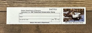 WTDstamps - 1987 ALASKA - State Duck Stamp - Mint OG NH **HUNTER TYPE** - Picture 1 of 2
