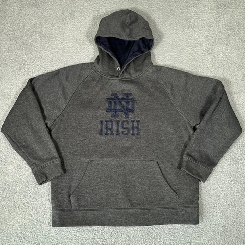 Notre Dame Fighting Irish Hoodie Mens Large Gray Hooded Pullover NCAA Colosseum Cover