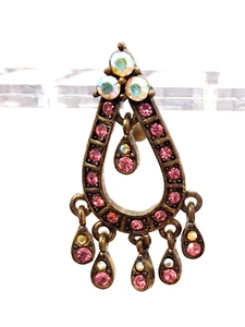 Belly Ring Top Down Vintage Inspired Bronze Pink Teardrop Dangle Naval Steel - Picture 1 of 3