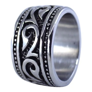 Mens Hawaiian Makau Tribal Hook Ring Hei Matau Band 14.5mm Sizes 5-16 S-Steel - Picture 1 of 4