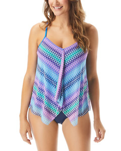 Beach House AQUA New Wave Kerry Mesh Layer Underwire Tankini Swim Top, US 8