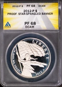 2012-P $1 Silver Star Spangled Banner Proof 68DCAM ANACS # 7752989 + Bonus - Picture 1 of 2