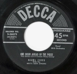 Burl Ives, This Time Tomorrow - One Hour Ahead Of The Posse, Decca 9-28079 - Picture 1 of 1
