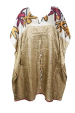 Women's Beige Beach Caftan Kimono Sleeves Resort Wear Holiday Cover Up Dress 3XL