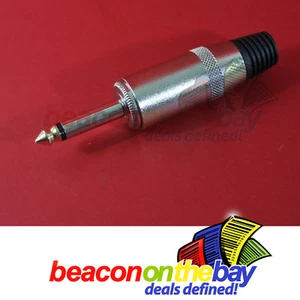 1/4" Mono Jack Plug Connector Premium Solid Metal Suits Heavy Gauge Cable S01 - Picture 1 of 3