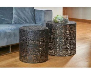 SET 2 COFFEE SIDE TABLE ACCENT INDOOR OUTDOOR NEW - Picture 1 of 2