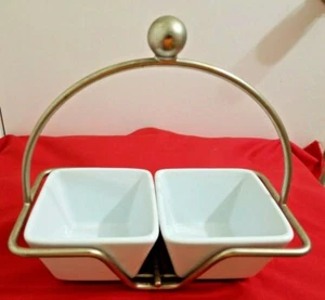 Pampered Chef Caddy With 2 Simple Additions White Square Dip Bowls - Picture 1 of 6