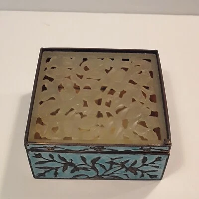 Antigua caja china de jade y esmalte Foto 1 de 4