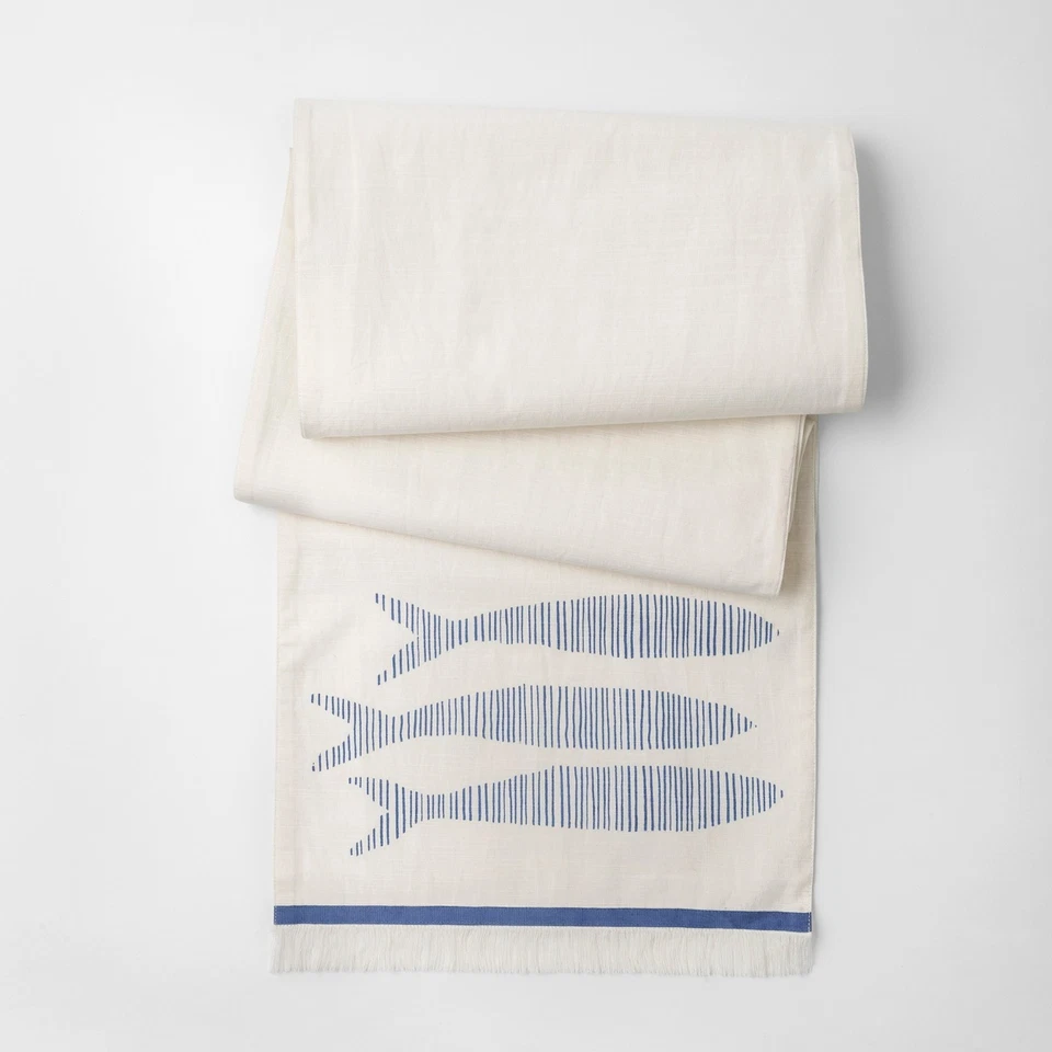 Threshold Cream Fish Table Runner - 72 inches (L) x 14 inches (W) - Image 1 of 1