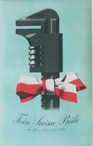 Original vintage poster SWISS TRADE FAIR BASEL WRENCH 1941 - Afbeelding 1 van 1