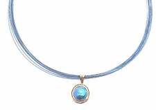 14ct White Gold Abalone Mabe Pearl Pendant & Cable Necklet