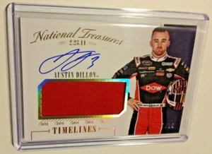 Austin Dillon 2016 National Treasures Auto Race traje de fuego usado # 7/10 tarjeta NASCAR - Imagen 1 de 3