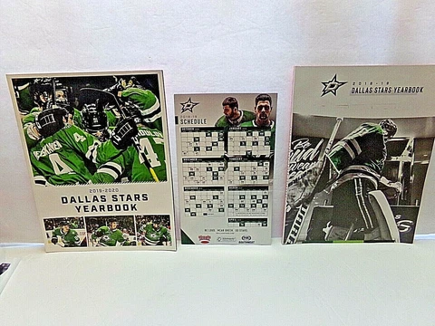 Dallas Stars 2019-20 Yearbook,2018-19 Yearbook & a 2018-19 Schedule Magnet Cover