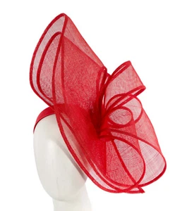 Fascinador de carreras Sinamay rojo grande de Max Alexander vendedor 100 % australiano - Imagen 1 de 5