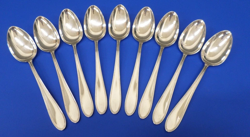 9 - WMF Patent 90 PEARL Glossy Beaded Edge Silverplate Flatware 6 1/8" TEASPOONS - Image 1 of 4