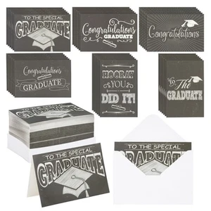 60 Pack Bulk Graduation Cards Set, 6 Assorted Designs, Black and White, 4 x 6 in - Picture 1 of 8