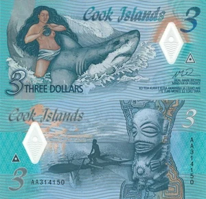 Cook Islands 3 Dollars (2021) - Ina and The Shark / P-5a "AA" UNC - Bild 1 von 3
