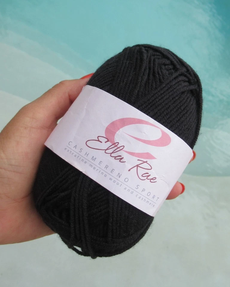 1 madeja Ella Rae Cashmereno Sport lana merino e hilo de cachemir 50 g nueva con etiquetas negro 01 Foto 1 de 4