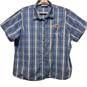 Disney VTG Tigger Womans Shirt SZ XXXL Blue Plaid Ready to Pounce Plaid Western - Picture 1 of 12