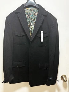 Paisley and Gray Jacket Black Military style NWT LARGE - Picture 1 of 6