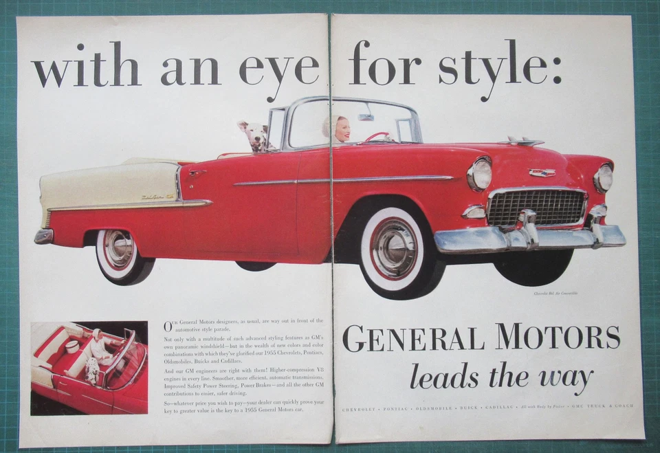 Chevrolet 1955 anuncio impreso rojo/blanco Bel Air convertible Foto 1 de 1