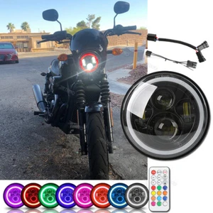 7inch RGB LED Headlight Projector DRL APP for Harley Davidson Street Glide FLHX - Bild 1 von 19