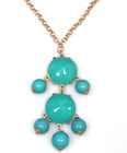 Turquoise Faceted Bubble Statement Necklace 20 In Gold Tone Chain New