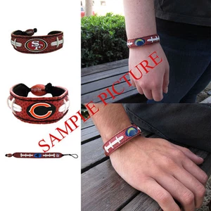 Brand New NFL All Teams Classic Genuine Football Leather Bracelet by Gameware - Picture 1 of 29