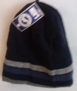 CAPPELLO UOMO CLASSICO INVERNALE IN MAGLIA TAGLIA 1 REVERSIBILE BLU CON RIGHE GRIGIO INTERNO A-23 - Foto 1 di 2