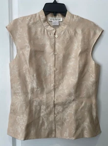 Vintage Jones New York Sz 14 SILK FLORAL Tapestry BROCADE Button front VEST - Picture 1 of 6