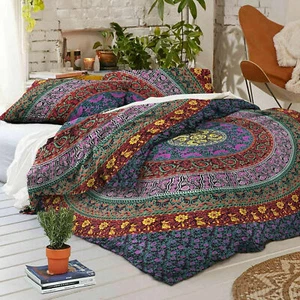 Double/Single Peacock Bedding Set Quilt Duvet Cover Mandala Hippie Gypsy Indien - Picture 1 of 2