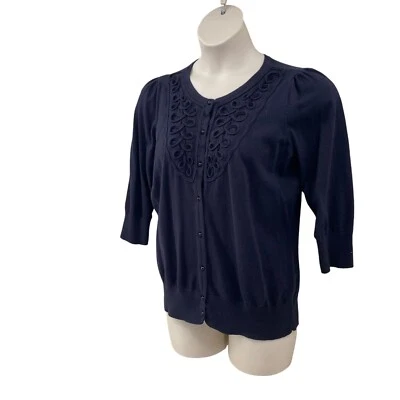 Cárdigan suéter East 5th para mujer talla XL negro con botones manga 3/4 decorativo Foto 1 de 4